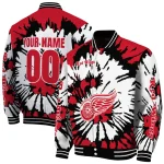customized detroit red wings burst splatter red varsity jacket best selling