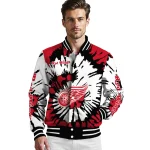 customized detroit red wings burst splatter red varsity jacket best selling