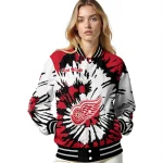 customized detroit red wings burst splatter red varsity jacket best selling