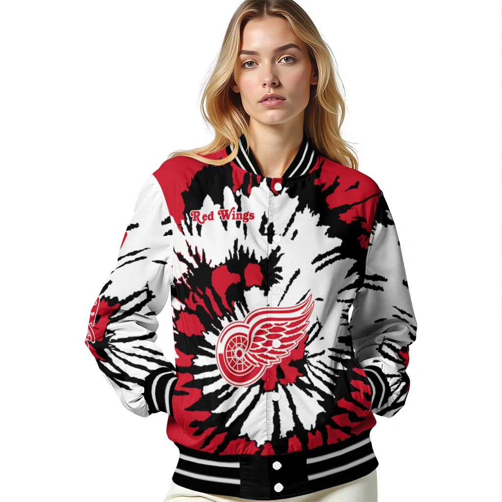 customized detroit red wings burst splatter red varsity jacket latest model customized detroit red wings burst splatter red varsity jacket latest model