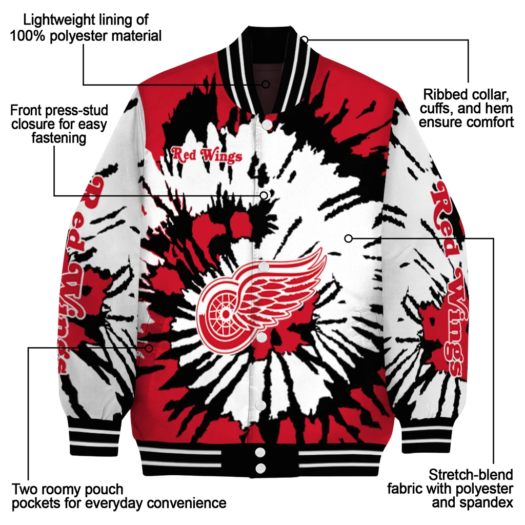 customized detroit red wings burst splatter red varsity jacket new arrival customized detroit red wings burst splatter red varsity jacket new arrival