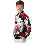 customized detroit red wings burst splatter red varsity jacket best selling