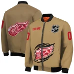 customized detroit red wings claw burst beige bomber jacket best selling