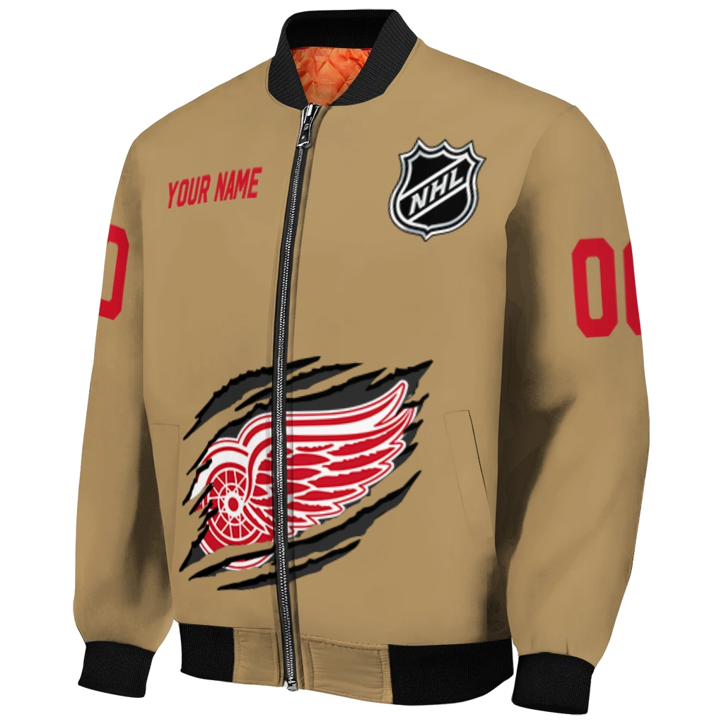 customized detroit red wings claw burst beige bomber jacket fashion forward customized detroit red wings claw burst beige bomber jacket fashion forward