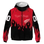 customized detroit red wings flame trim red black windbreaker jacket best selling