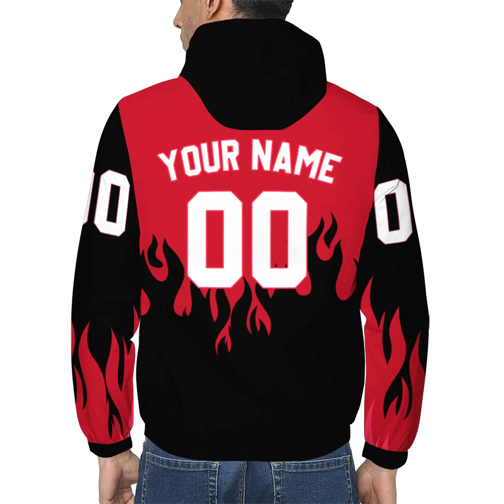 customized detroit red wings flame trim red black windbreaker jacket trendy customized detroit red wings flame trim red black windbreaker jacket trendy