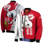 customized detroit red wings snoopy head red bomber jacket best selling