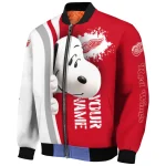 customized detroit red wings snoopy head red bomber jacket best selling