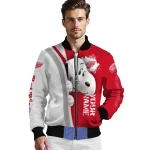 customized detroit red wings snoopy head red bomber jacket best selling