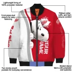 customized detroit red wings snoopy head red bomber jacket best selling