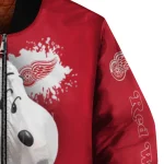 customized detroit red wings snoopy head red bomber jacket best selling