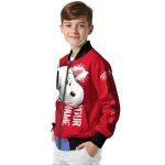 customized detroit red wings snoopy head red bomber jacket best selling