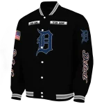 customized detroit tigers american flag skull black varsity jacket best selling