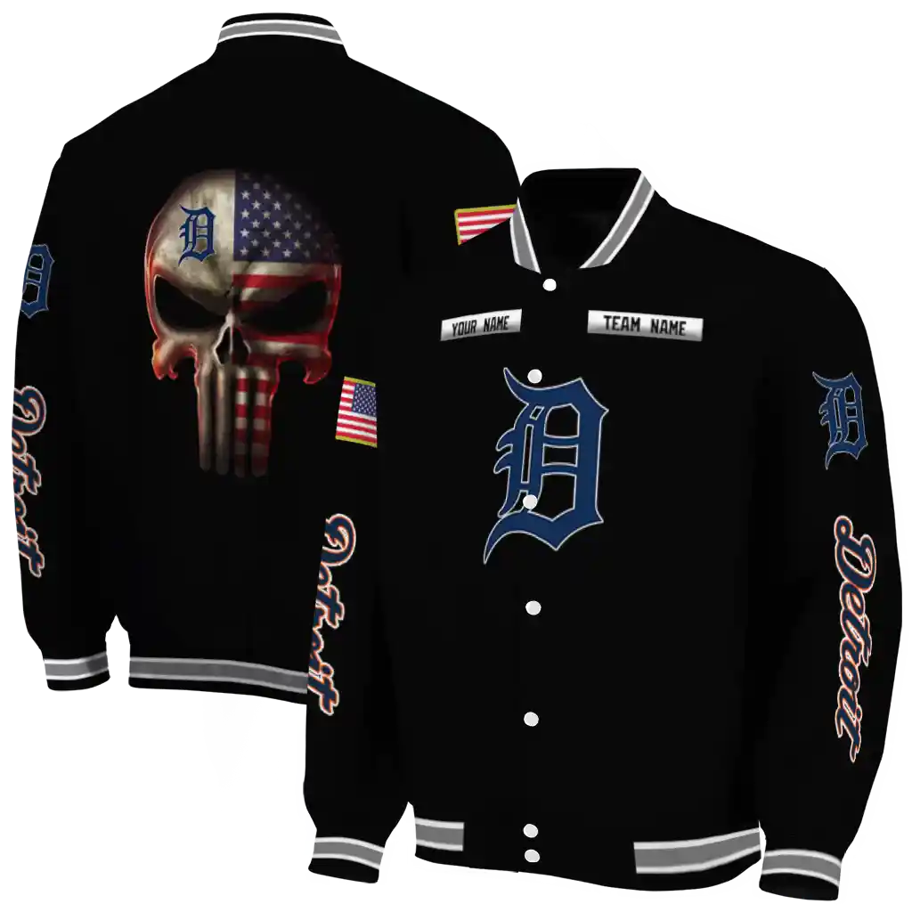 customized detroit tigers american flag skull black varsity jacket fashion forward customized detroit tigers american flag skull black varsity jacket fashion forward