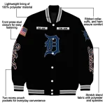customized detroit tigers american flag skull black varsity jacket best selling
