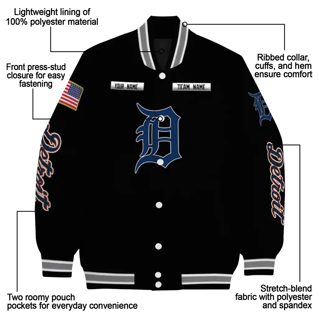 customized detroit tigers american flag skull black varsity jacket new arrival customized detroit tigers american flag skull black varsity jacket new arrival