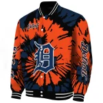 customized detroit tigers burst splatter navy varsity jacket best selling