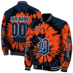 customized detroit tigers burst splatter navy varsity jacket best selling