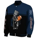 customized detroit tigers groot football navy black varsity jacket best selling