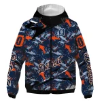 customized detroit tigers shark art navy windbreaker jacket best selling