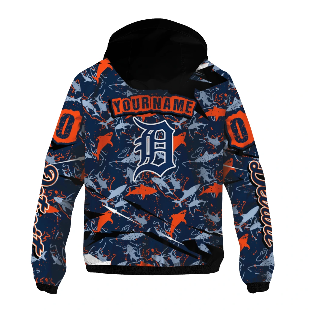 customized detroit tigers shark art navy windbreaker jacket fashion forward customized detroit tigers shark art navy windbreaker jacket fashion forward