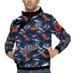 customized detroit tigers shark art navy windbreaker jacket best selling