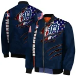 customized detroit tigers us flag claws navy bomber jacket best selling