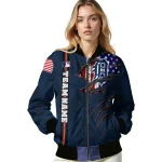 customized detroit tigers us flag claws navy bomber jacket best selling
