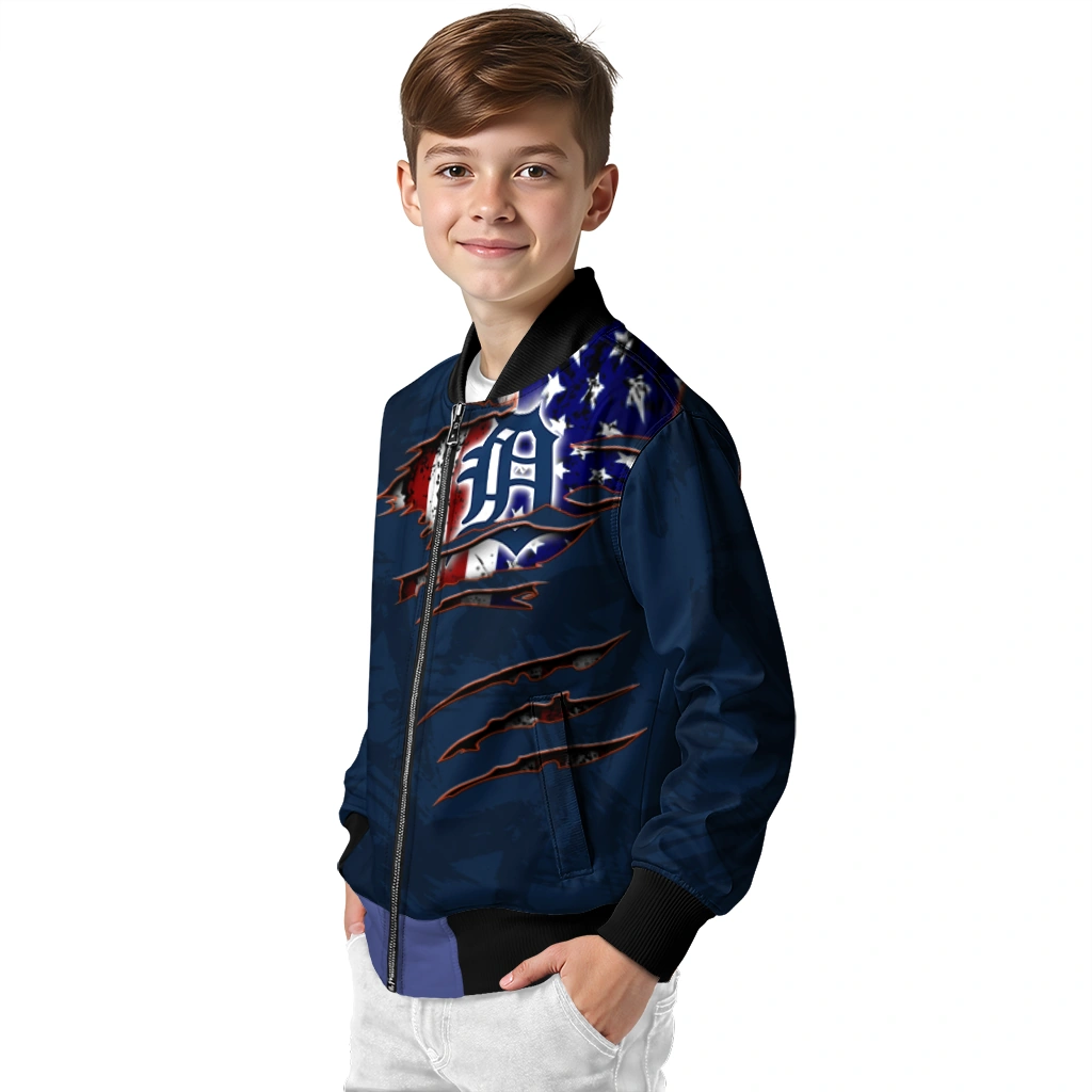 customized detroit tigers us flag claws navy bomber jacket trendy customized detroit tigers us flag claws navy bomber jacket trendy