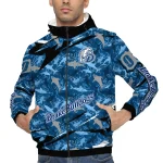 customized drake bulldogs shark art blue windbreaker jacket best selling