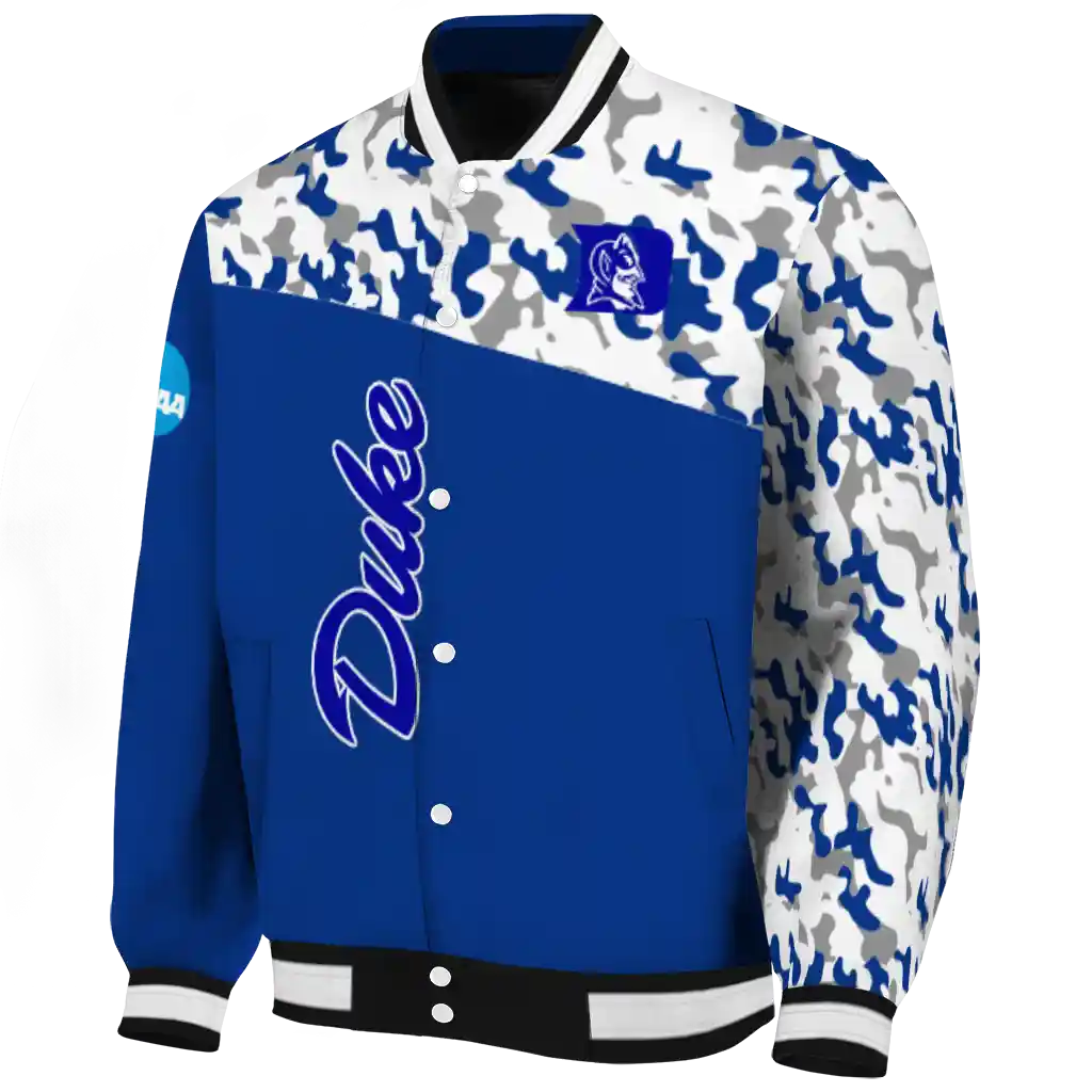 customized duke blue devils camouflage splash blue varsity jacket best selling customized duke blue devils camouflage splash blue varsity jacket best selling