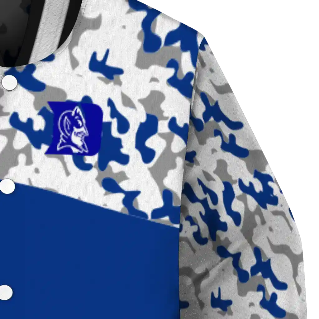 customized duke blue devils camouflage splash blue varsity jacket premium grade customized duke blue devils camouflage splash blue varsity jacket premium grade