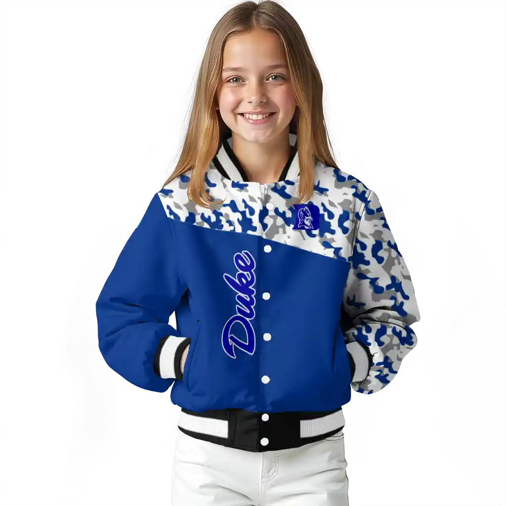 customized duke blue devils camouflage splash blue varsity jacket top rated customized duke blue devils camouflage splash blue varsity jacket top rated