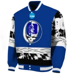 customized duke blue devils circle skull blue black varsity jacket best selling