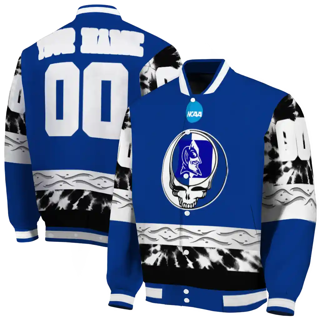 customized duke blue devils circle skull blue black varsity jacket fashion forward customized duke blue devils circle skull blue black varsity jacket fashion forward
