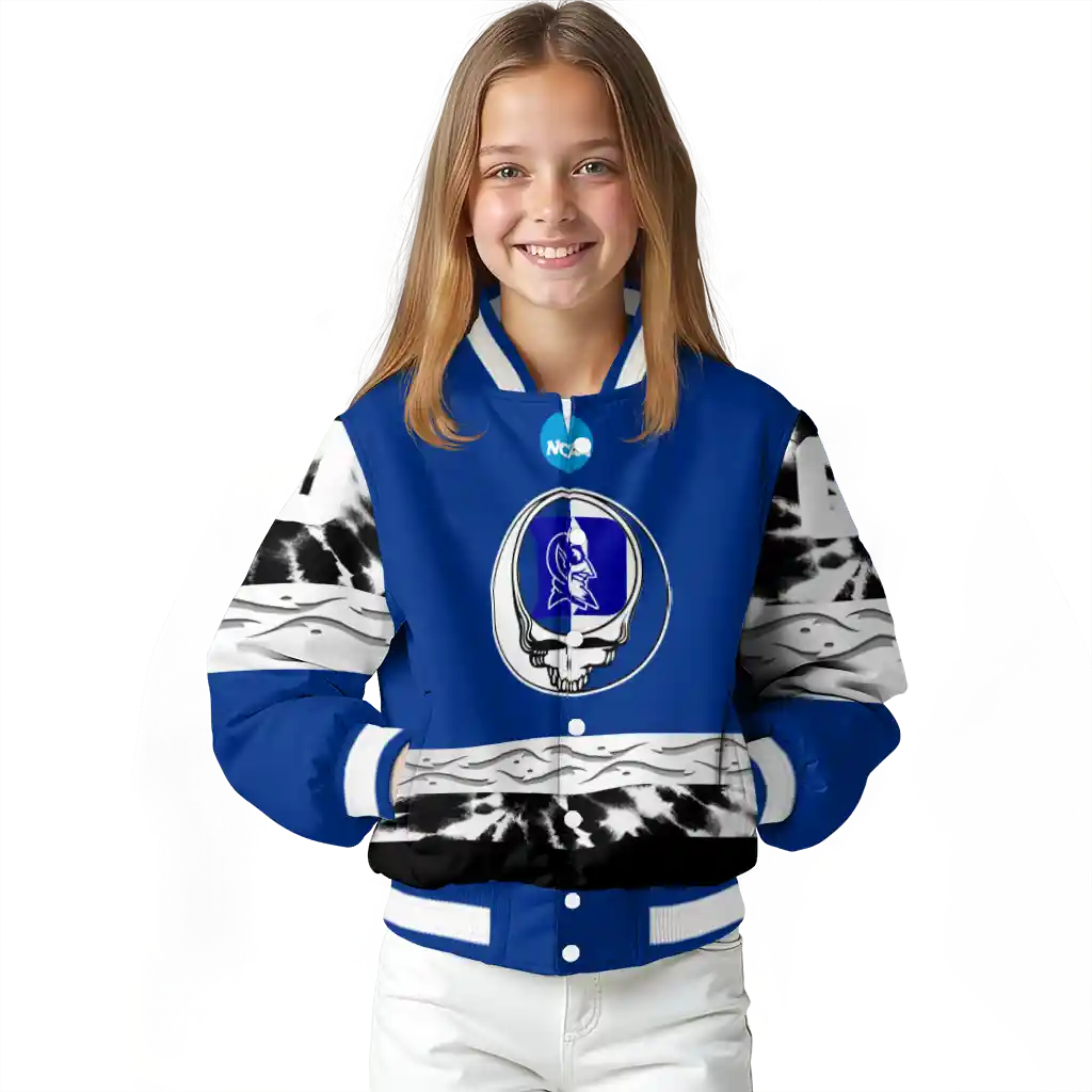 customized duke blue devils circle skull blue black varsity jacket top rated customized duke blue devils circle skull blue black varsity jacket top rated