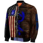 customized duke blue devils flag wood brown bomber jacket best selling