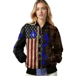 customized duke blue devils flag wood brown bomber jacket best selling