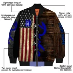 customized duke blue devils flag wood brown bomber jacket best selling