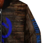 customized duke blue devils flag wood brown bomber jacket best selling