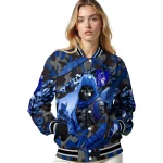 customized duke blue devils skull horde blue varsity jacket best selling