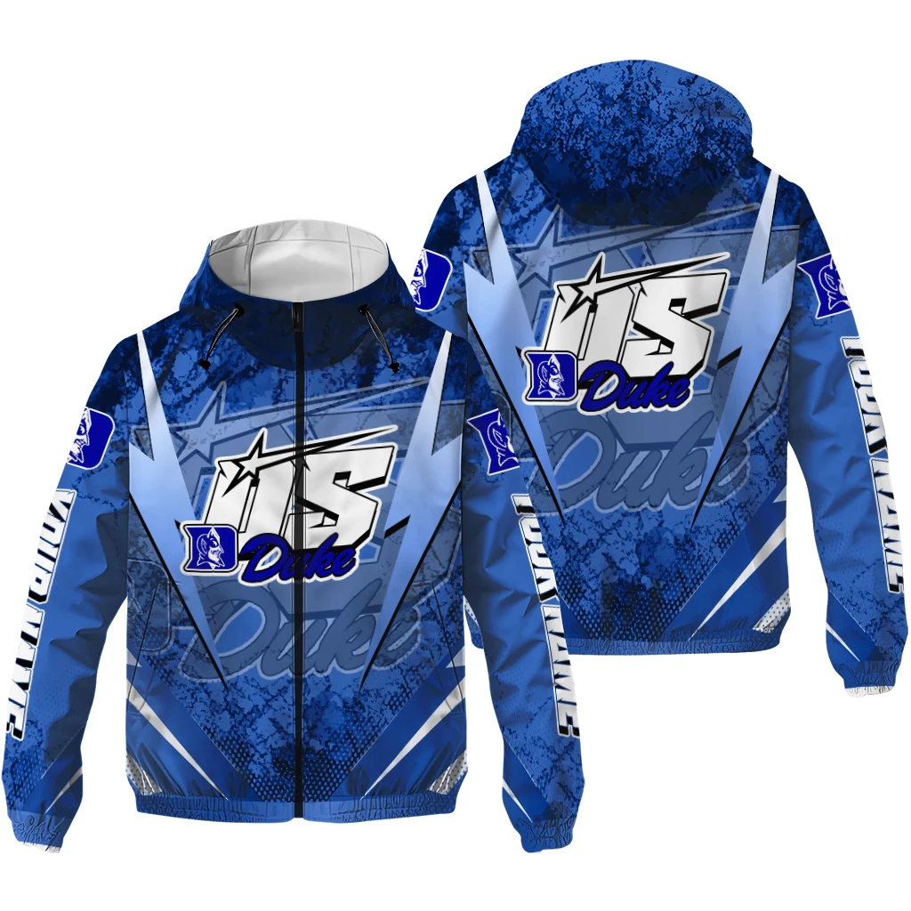 customized duke blue devils us rock star blue windbreaker jacket high quality customized duke blue devils us rock star blue windbreaker jacket high quality