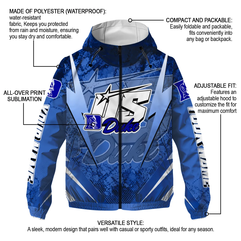 customized duke blue devils us rock star blue windbreaker jacket new arrival customized duke blue devils us rock star blue windbreaker jacket new arrival