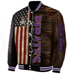 customized east carolina pirates flag wood brown varsity jacket best selling