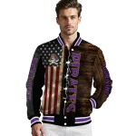 customized east carolina pirates flag wood brown varsity jacket best selling