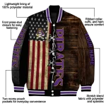 customized east carolina pirates flag wood brown varsity jacket best selling
