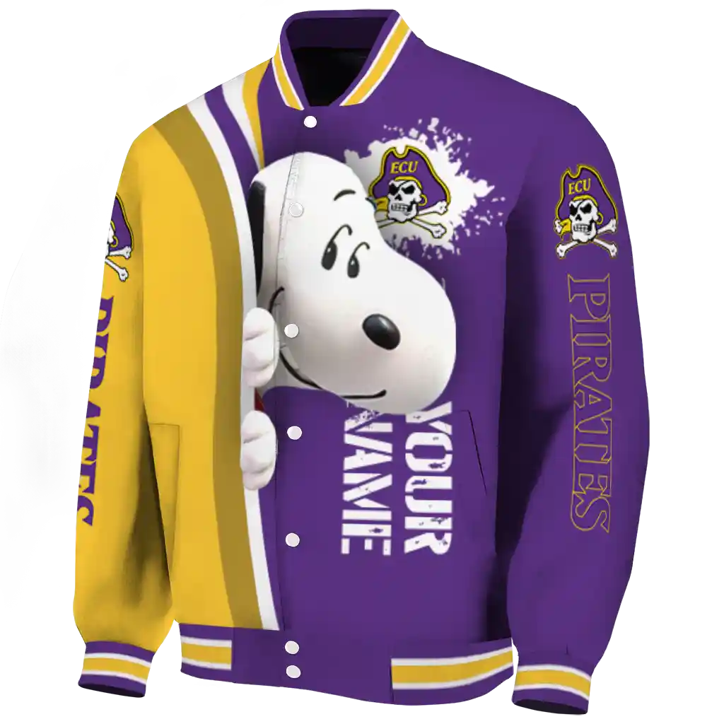 customized east carolina pirates snoopy head purple varsity jacket best selling customized east carolina pirates snoopy head purple varsity jacket best selling