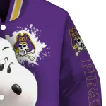 customized east carolina pirates snoopy head purple varsity jacket best selling