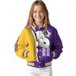 customized east carolina pirates snoopy head purple varsity jacket best selling