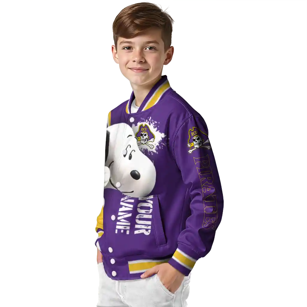 customized east carolina pirates snoopy head purple varsity jacket trendy customized east carolina pirates snoopy head purple varsity jacket trendy